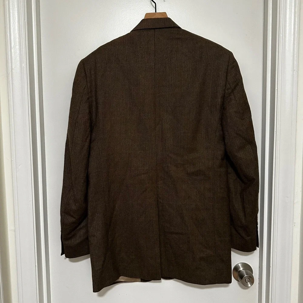Lauren Ralph Lauren | Men's 100% Wool Brown Herringbone Blazer Sport Coat, 40L